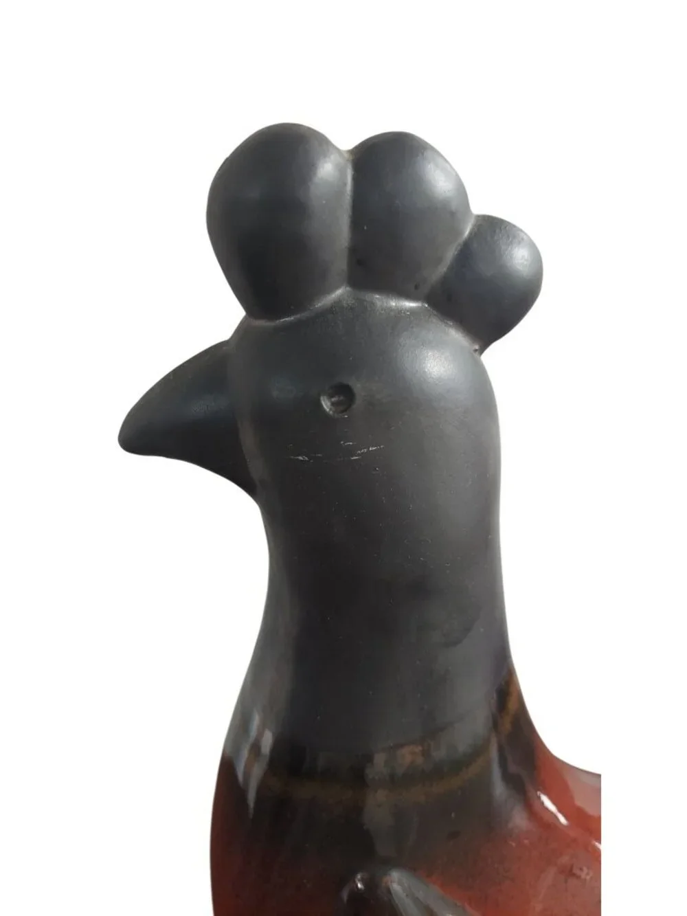 Cerarpa Rustic Red & Black Glazed Ceramic Chicken Figurine Portugal Farmhouse